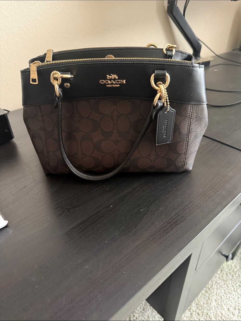 Coach Black Shoulder Bag with Gold Hardware
